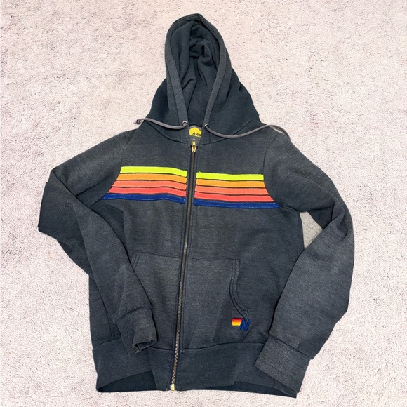 Aviator Nation Tops - Aviator Nation 5 Stripe Gray Zip Up Sweatshirt
